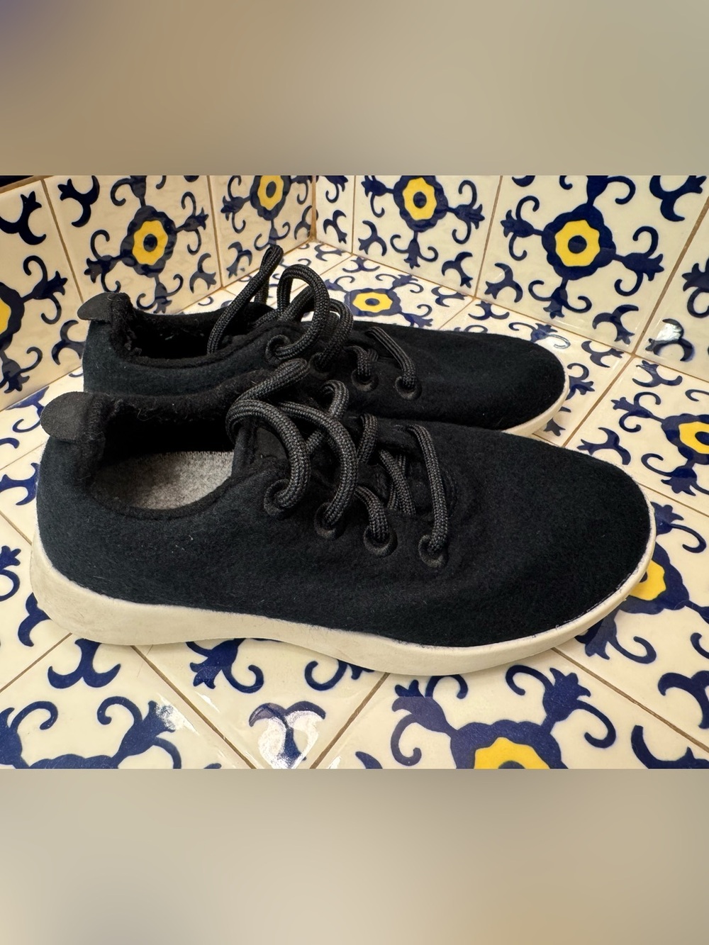allbirds Black Wool Runner Sneakers with White Sole